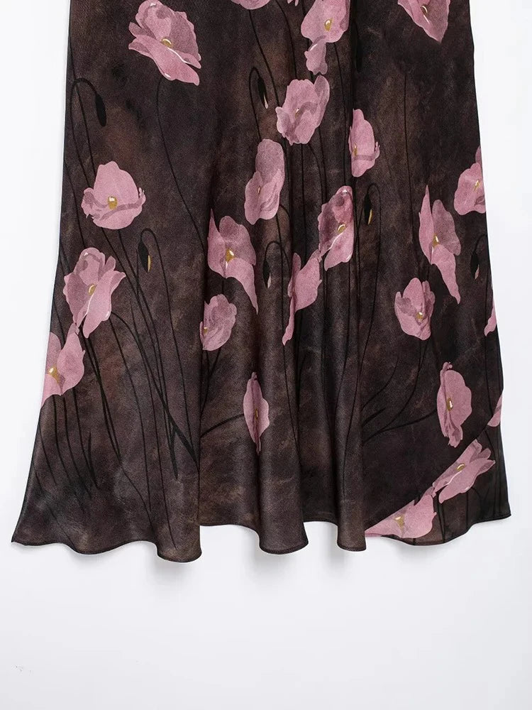 Women's Fashion 2024 Autumn New Retro Printed Textured Half-body Skirt Elegant temperament versatile party half-body skirt