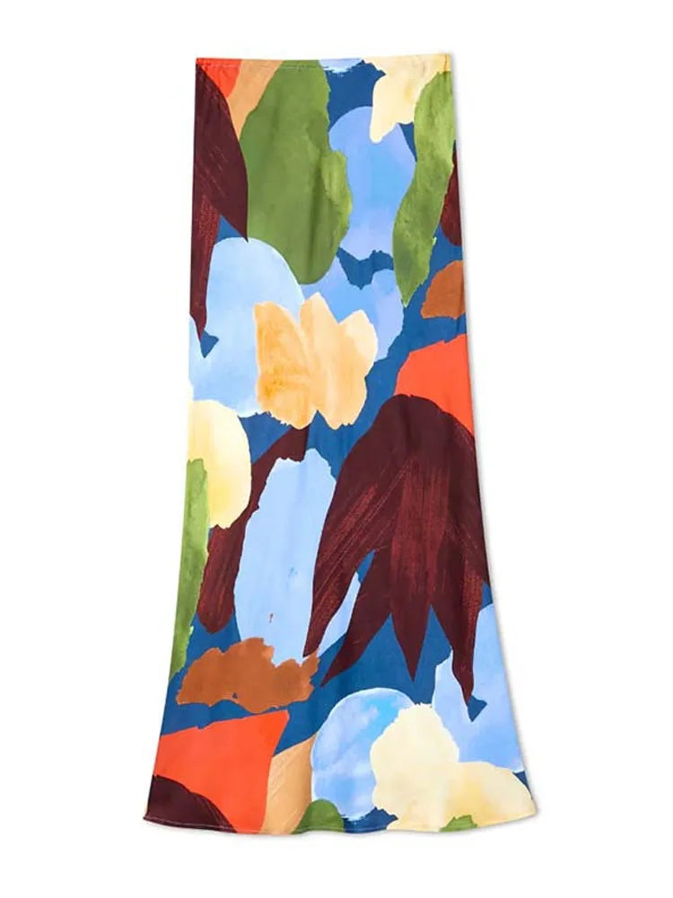 2025 Women Fashion Hight Waist Half Skirts Spring Casual Temperament Long Skirts Autumn Elegant Pattern Printed Slim Fit Skirts