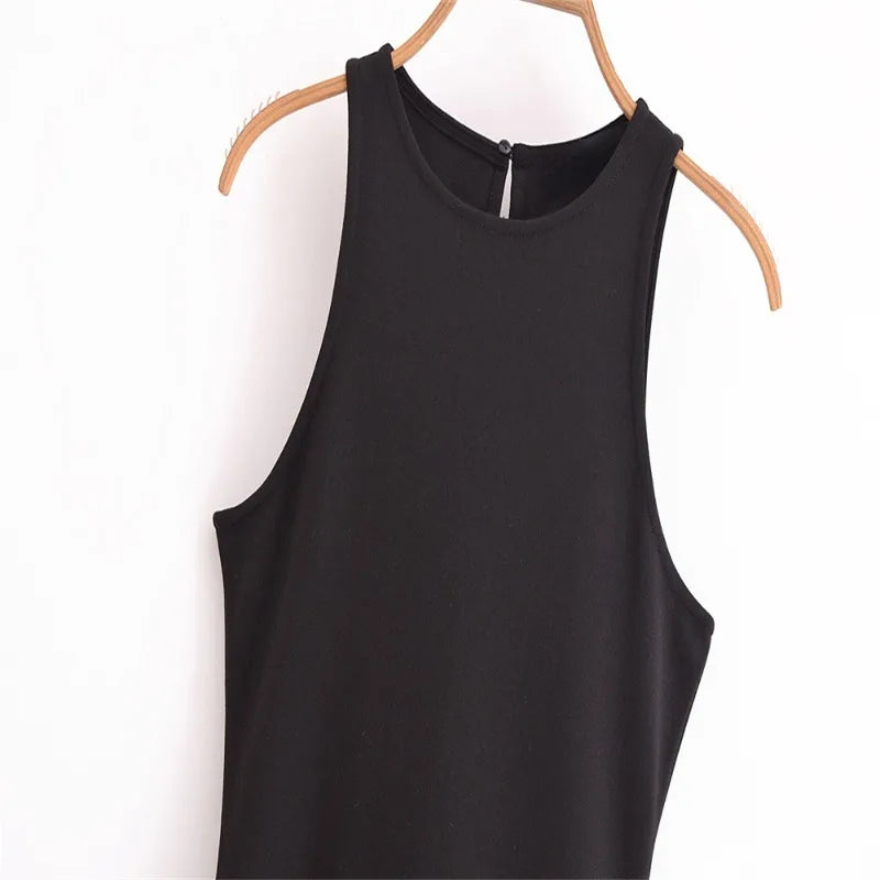 Fashion Party Dress for Women Fashion Autumn Winter New Round Neck Sleeveless Sequined Patchwork Chic Female Evening Clothing