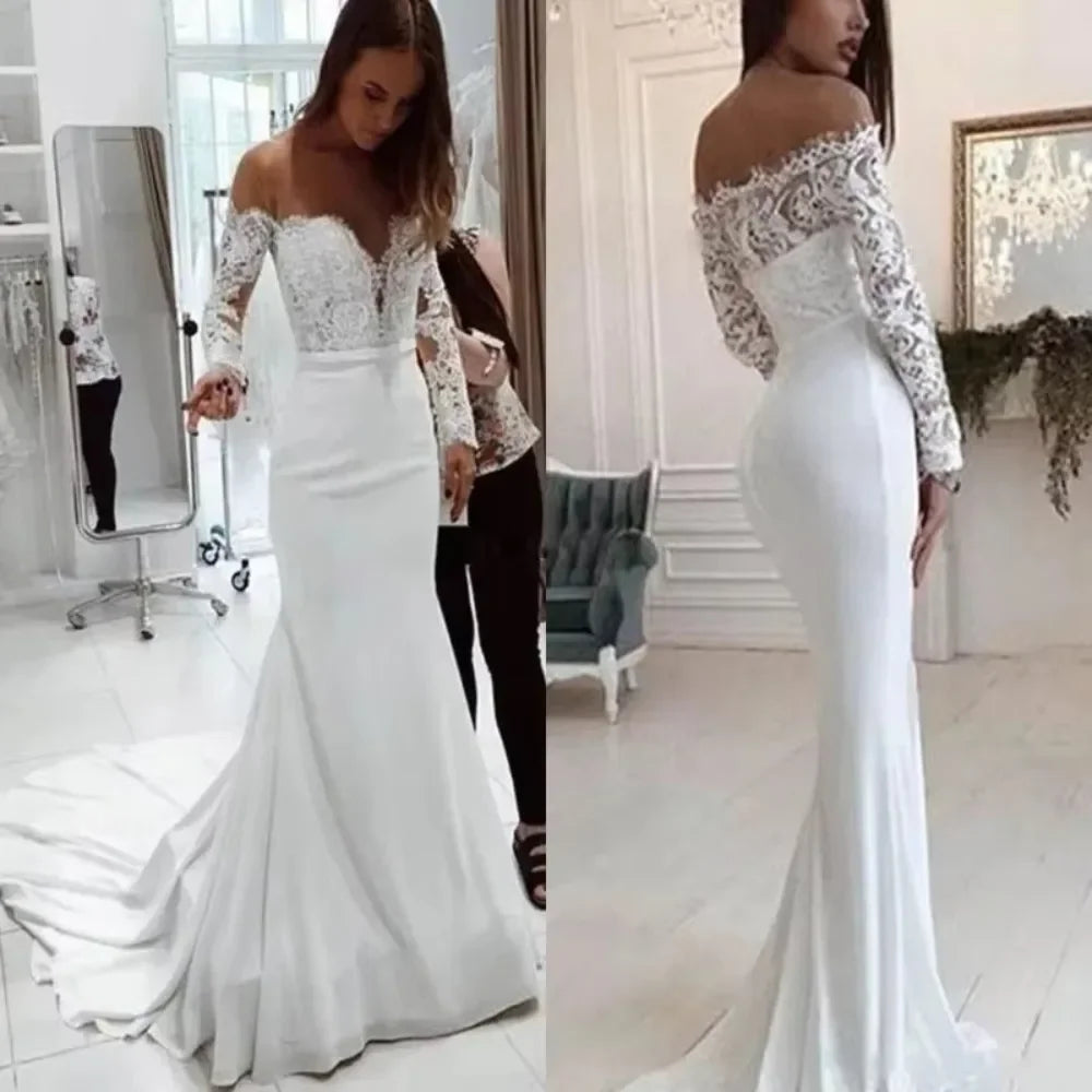 Fashion Female French Wedding Dress Sexy  Elegant Lace Evening Dresses Long Vestidos Summer Dress Sexy Dress Women
