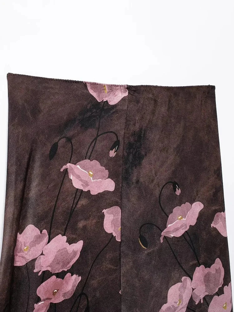 Women's Fashion 2024 Autumn New Retro Printed Textured Half-body Skirt Elegant temperament versatile party half-body skirt