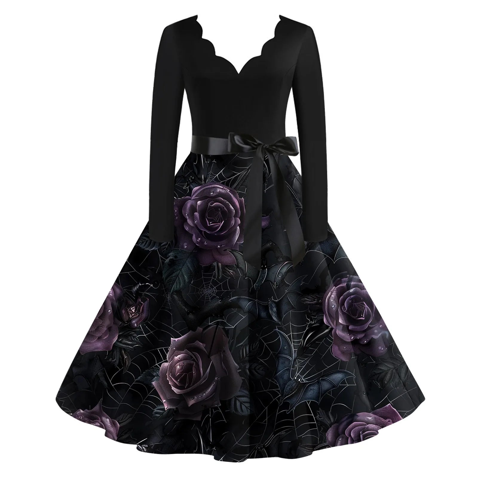 Women'S Casual Fashion Halloween Printed V-Neck Vintage Dress Vestidos Elegantes Para Mujer Ropa Mujer платье женское Ropa Mujer