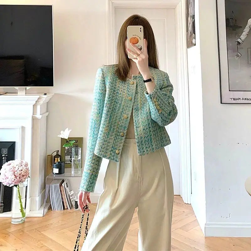 Fashion Jacket for Women 2025 New Spring and Autumn Temperament Tweed Braided Short Versatile Top