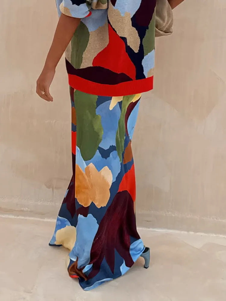 2025 Women Fashion Hight Waist Half Skirts Spring Casual Temperament Long Skirts Autumn Elegant Pattern Printed Slim Fit Skirts